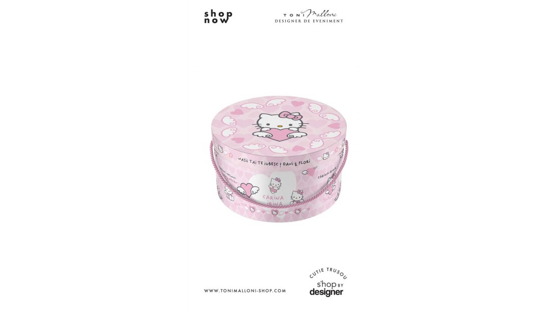 Cutie trusou botez rotunda roz cu Hello Kitty, Kitty Sugar 3